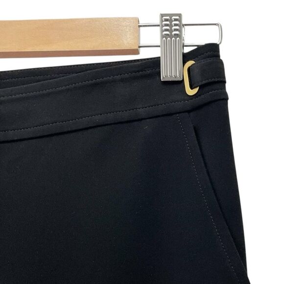 St. John Black Wide Leg Dress Pants Size 2 Nordstrom Gold Buckle Trim USA Made - Picture 7 of 11